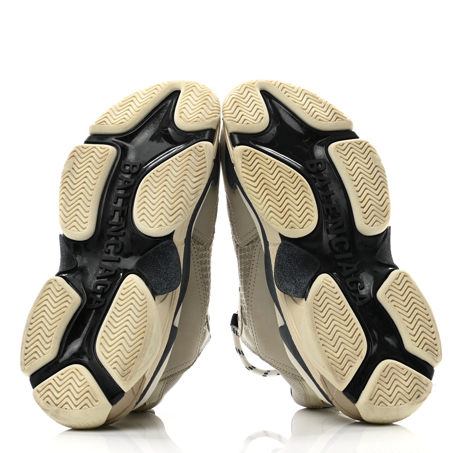 Fabric Mesh Womens Triple S Sneakers 36 Beige Black