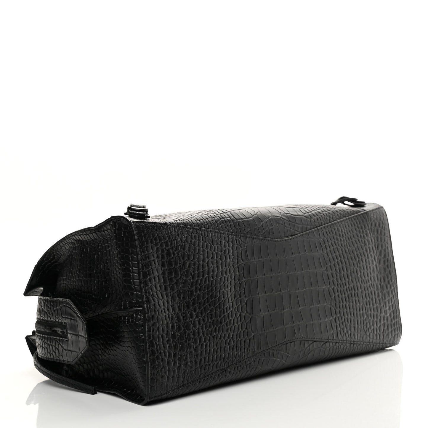 Semi Matte Calfskin Crocodile Embossed Neo Classic Black Hardware Large City Black