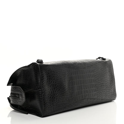 Balenciaga Semi Matte Calfskin Crocodile Embossed Neo Classic Black Hardware Large City Black 4 of 10