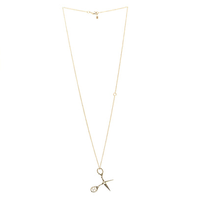 Chanel Metal Strass Crystal Scissors CC Pendant Necklace Gold 3 of 6