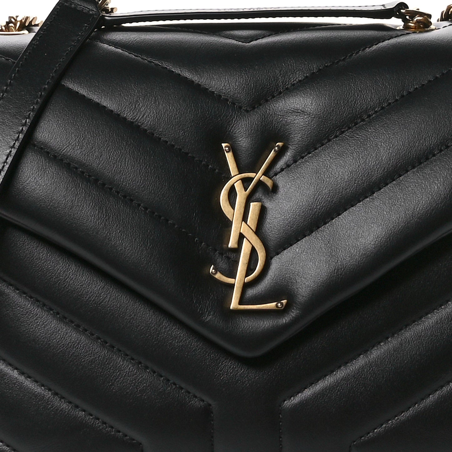 Calfskin Y Quilted Monogram Small Loulou Chain Satchel Black