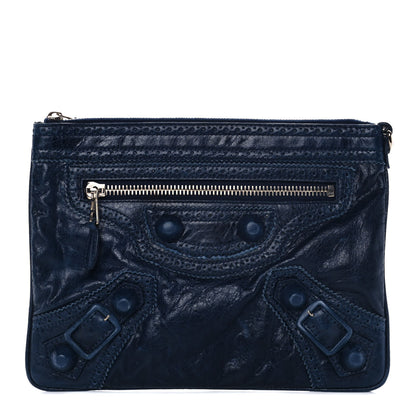 Balenciaga Agneau Giant Brogues Hardware Flat Handle Clutch Marine 1 of 11