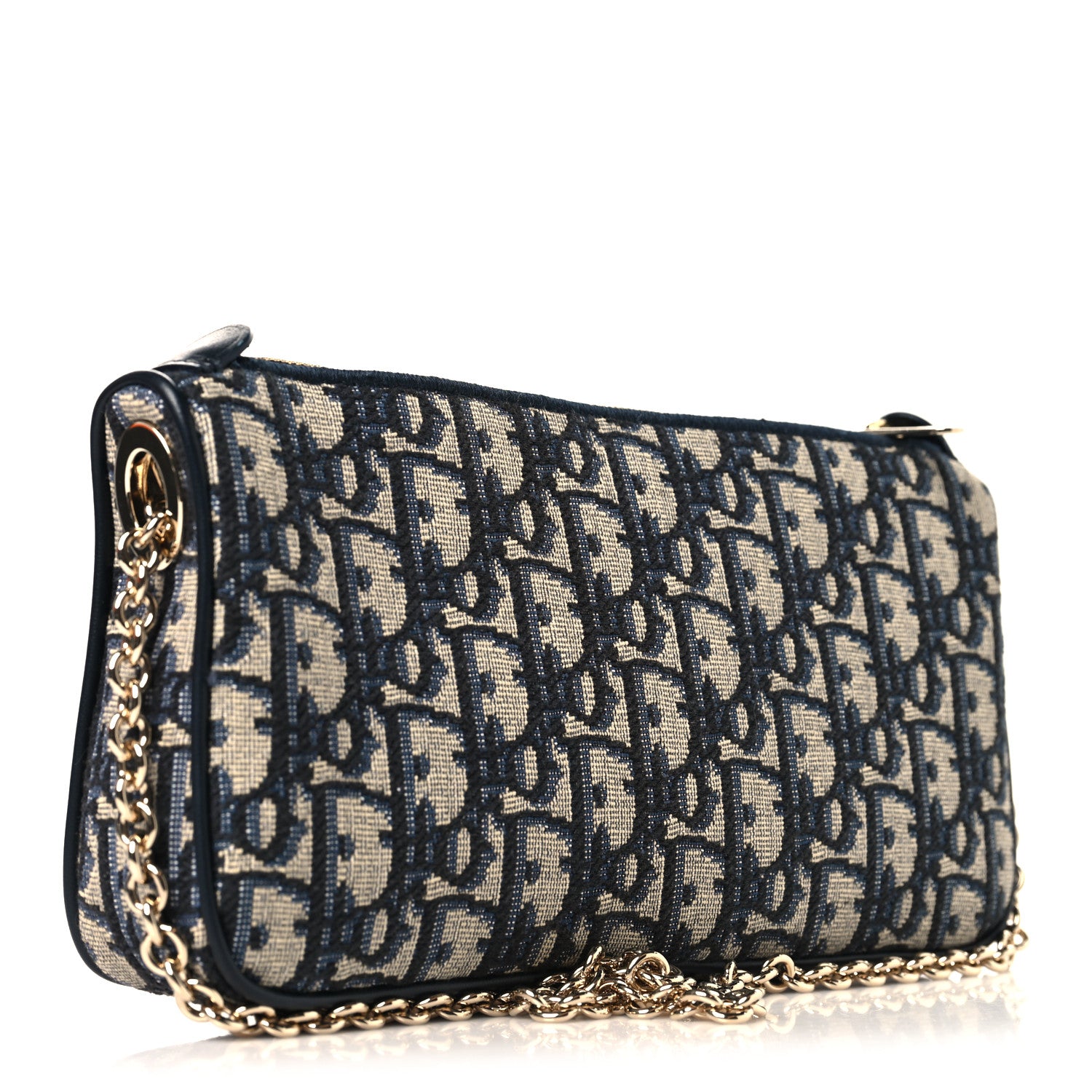 Christian Dior Oblique Bow Pouch With Chain Blue 3 of 11