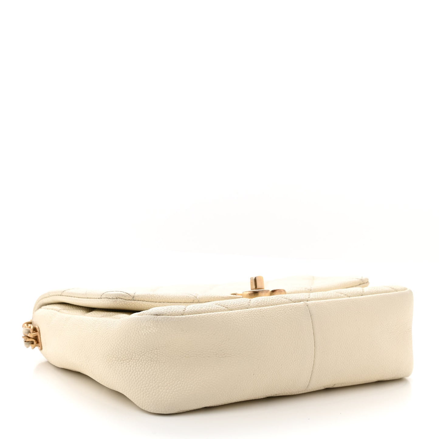 Shiny Caviar Quilted Small Chain Melody Flap White