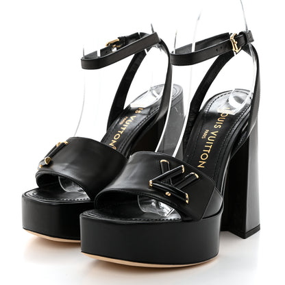 Louis Vuitton Calfskin Shake Platform Sandal 37 Black 3 of 9