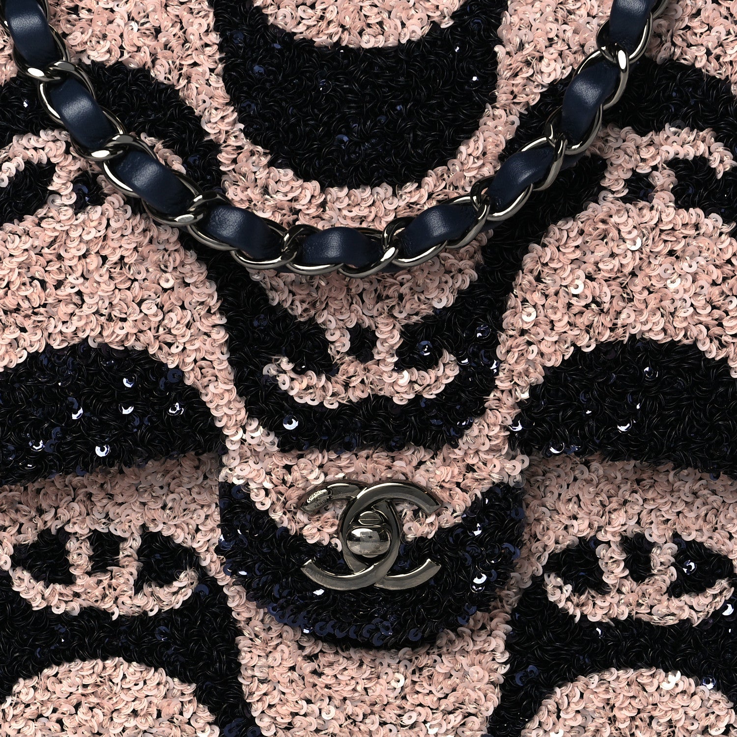 Chanel Sequin Medium Flap Blue Pink 7 of 9