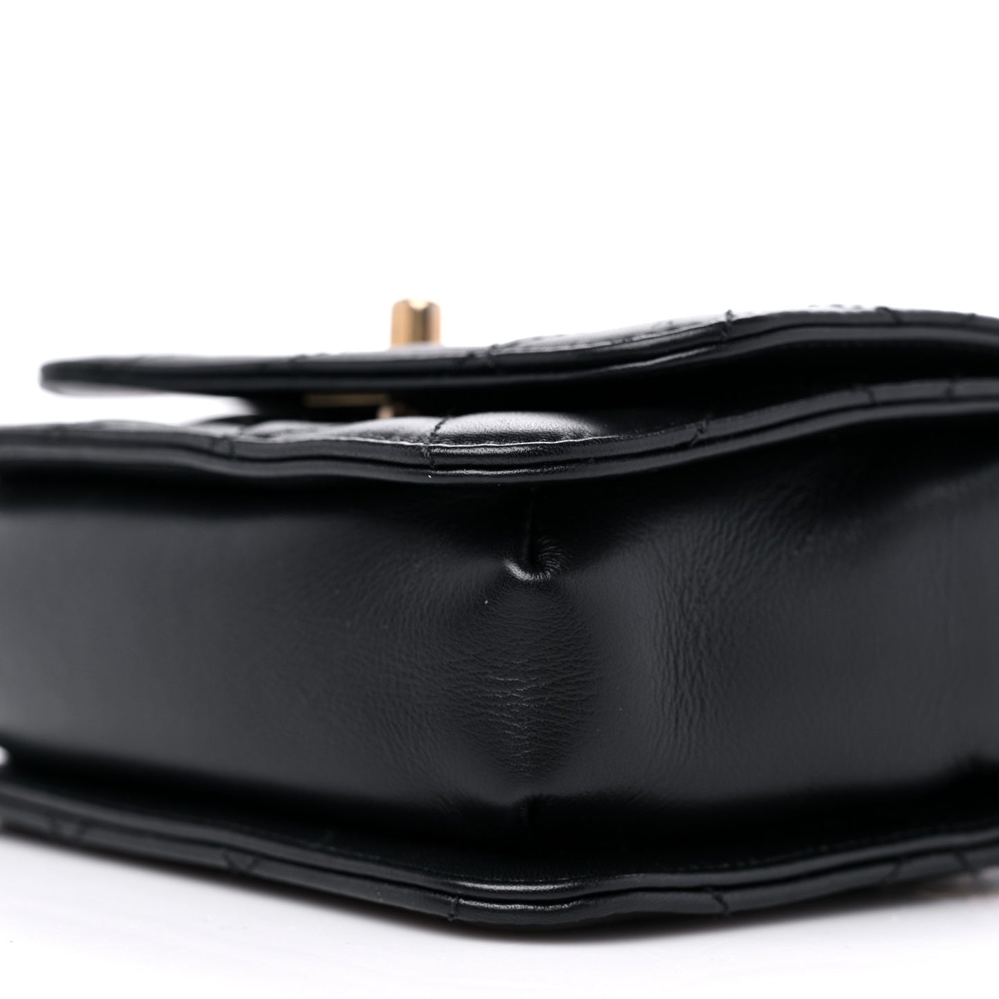 Lambskin Quilted Small Multiple Chain Flap Black