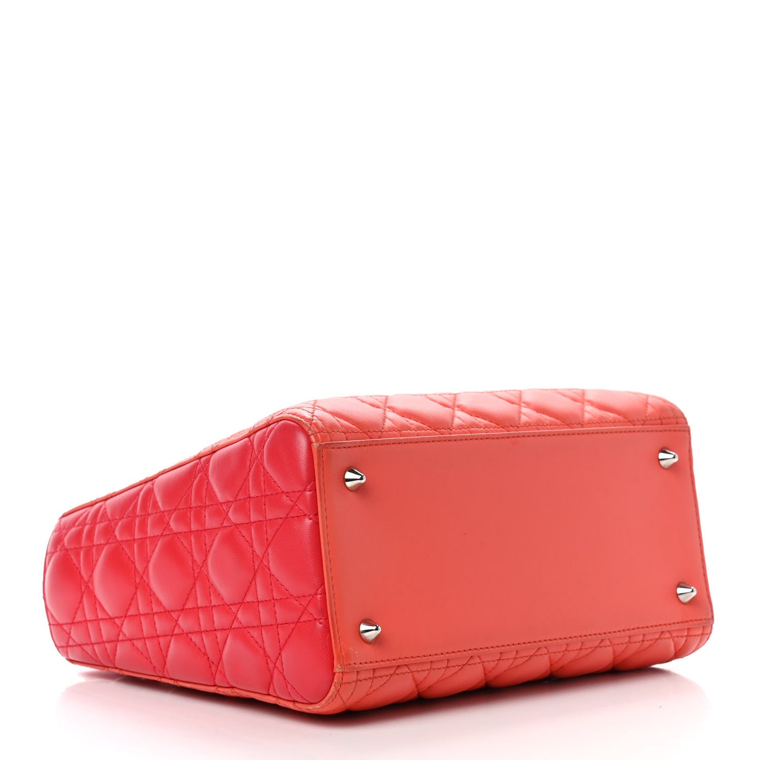 Christian Dior Lambskin Cannage Medium Bi-Color Lady Dior Orange Fuchsia 4 of 15