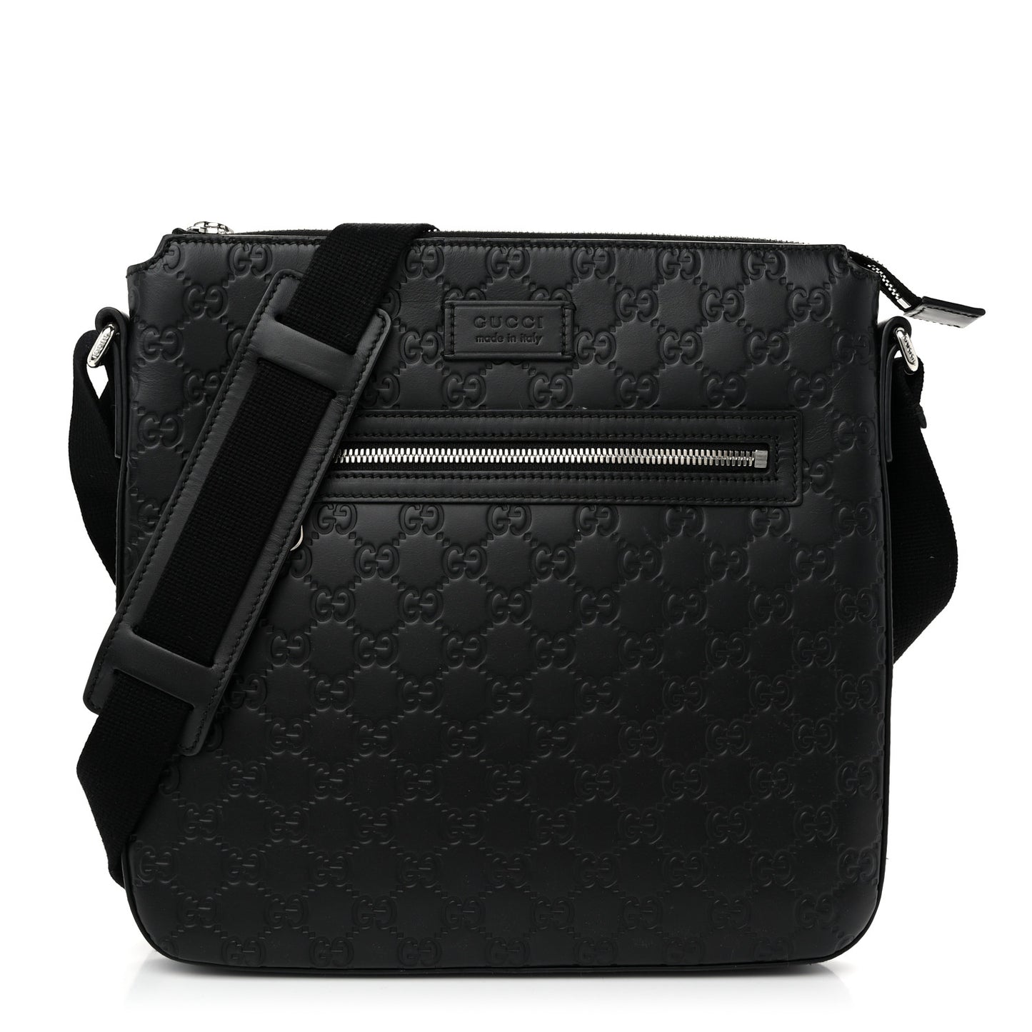 Guccissima Signature Medium Flat Messenger Bag Black