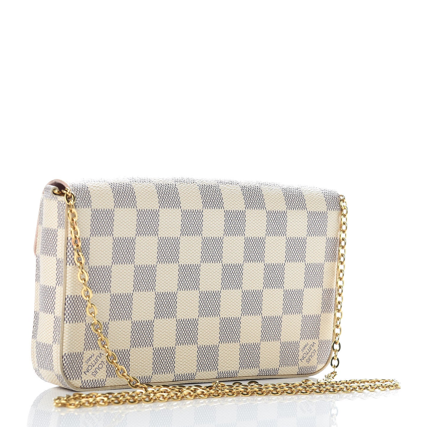 Damier Azur Pochette Felicie Chain Wallet Rose Ballerine