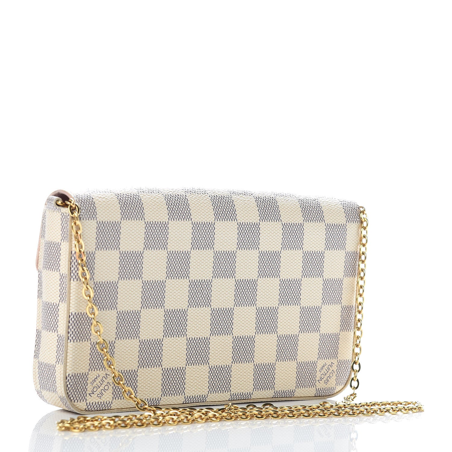 Louis Vuitton Damier Azur Pochette Felicie Chain Wallet Rose Ballerine 4 of 16