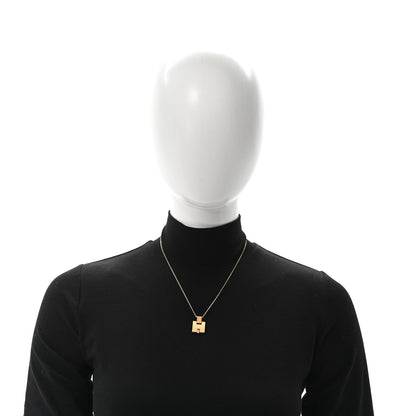 Hermes Gold Plated Lacquered Eileen Pendant Necklace Rose Dragee 2 of 6