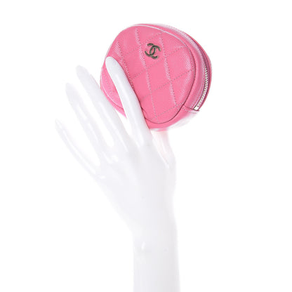 Chanel Iridescent Caviar Quilted Zip Around Classic Coin Purse Pink 2 of 8