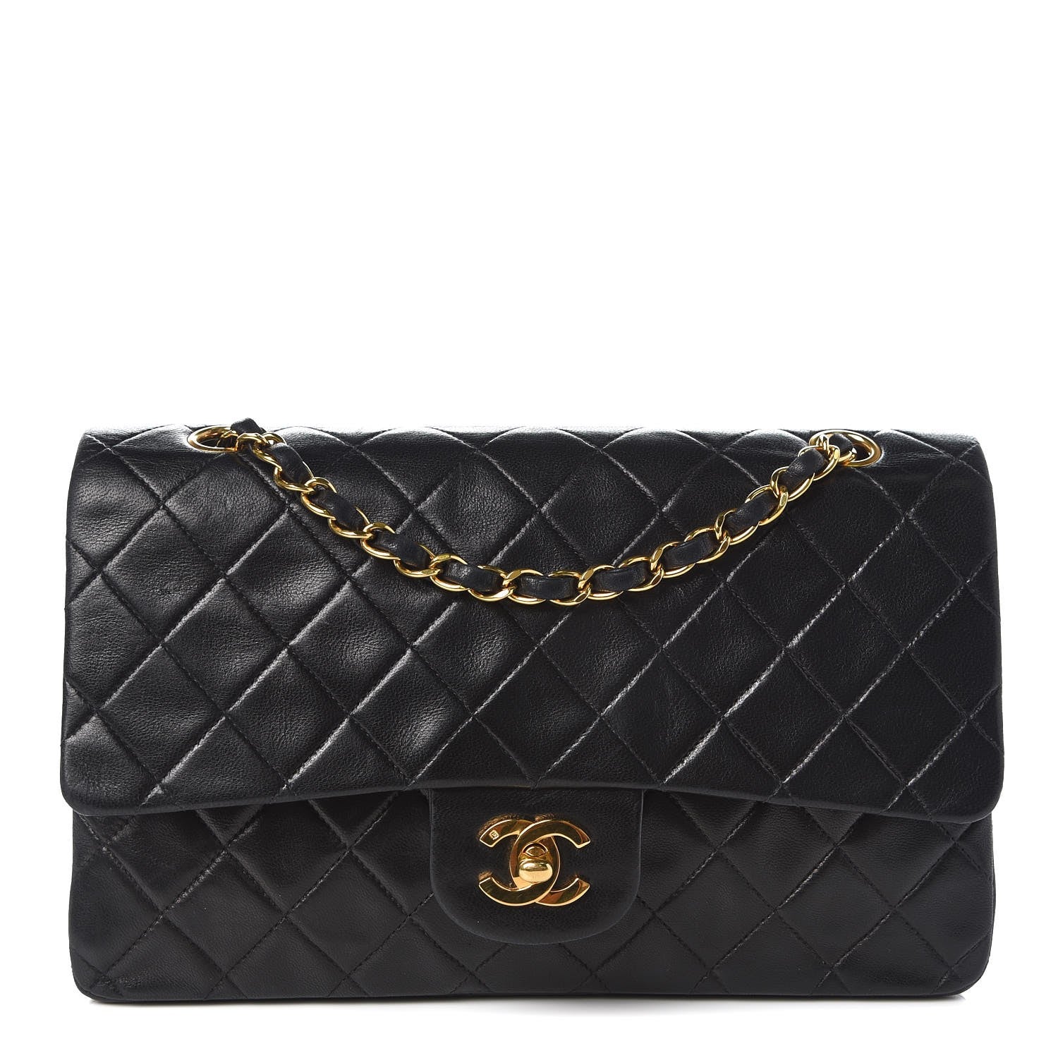 Chanel Lambskin Quilted Medium Double Flap Black 1 of 9