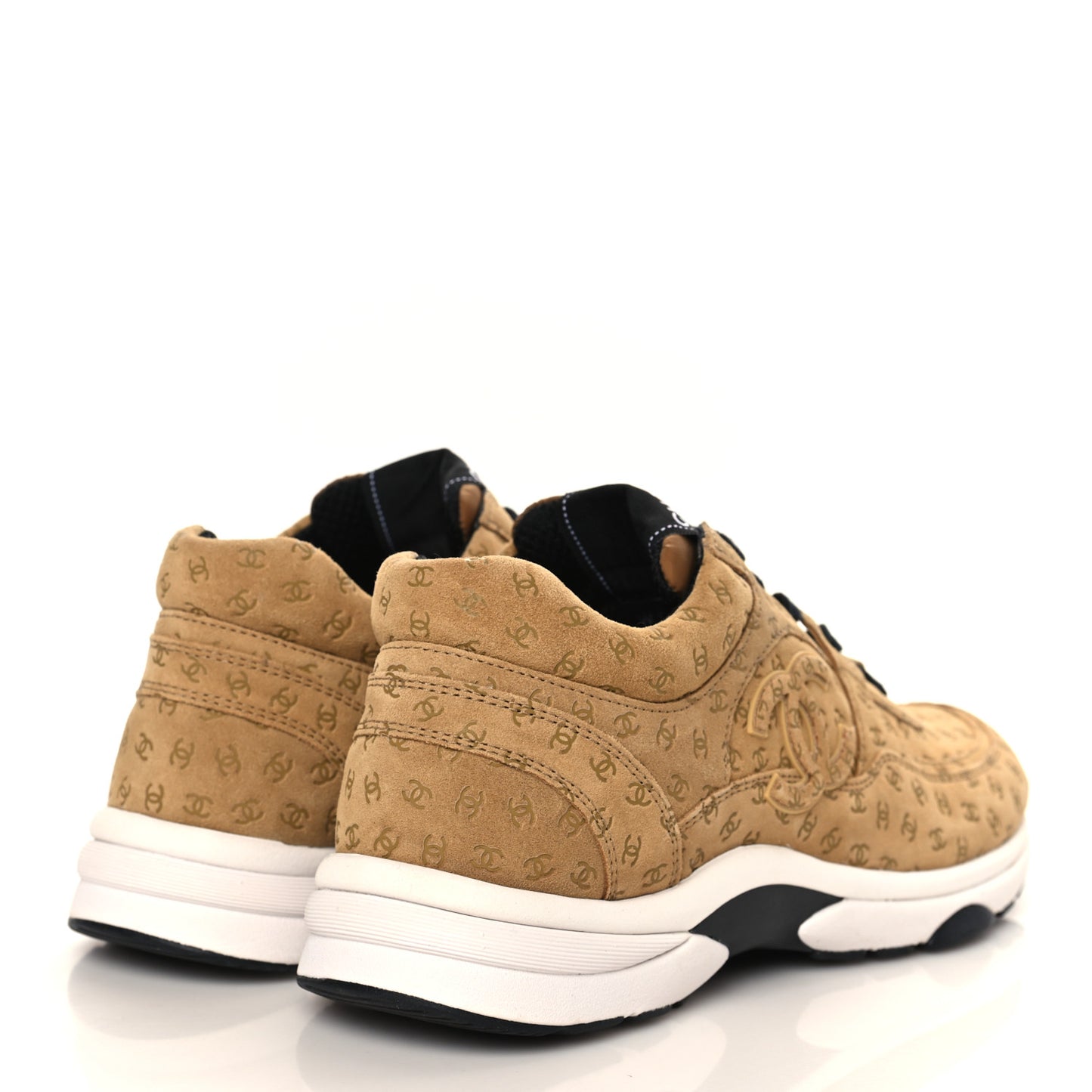 Nylon Suede Calfskin Printed CC Sneakers 39.5 Beige