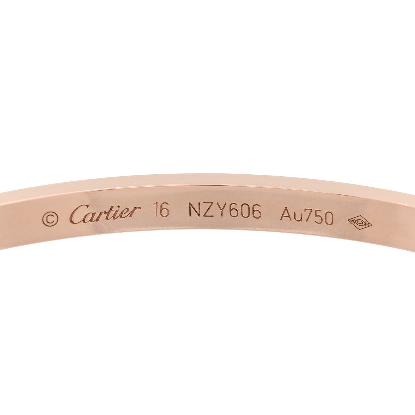 18K Pink Gold 10 Diamond Small LOVE Bracelet 16