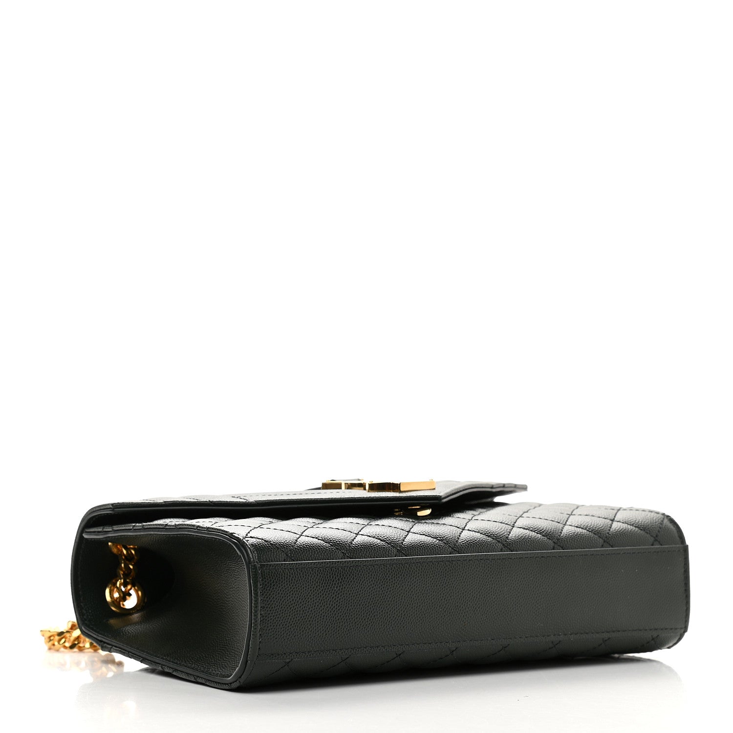 Saint Laurent Grain De Poudre Textured Mixed Matelasse Medium Triquilt Monogram Satchel Vert Fonce 4 of 9