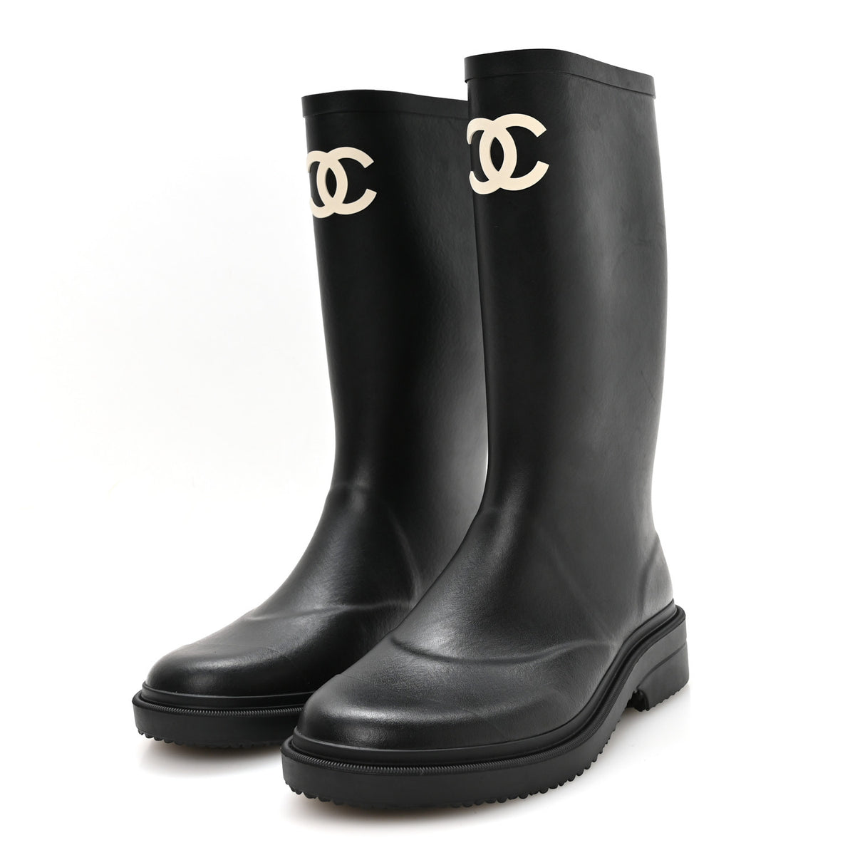 Chanel Caoutchouk CC High Boots 40 Black 4 of 9