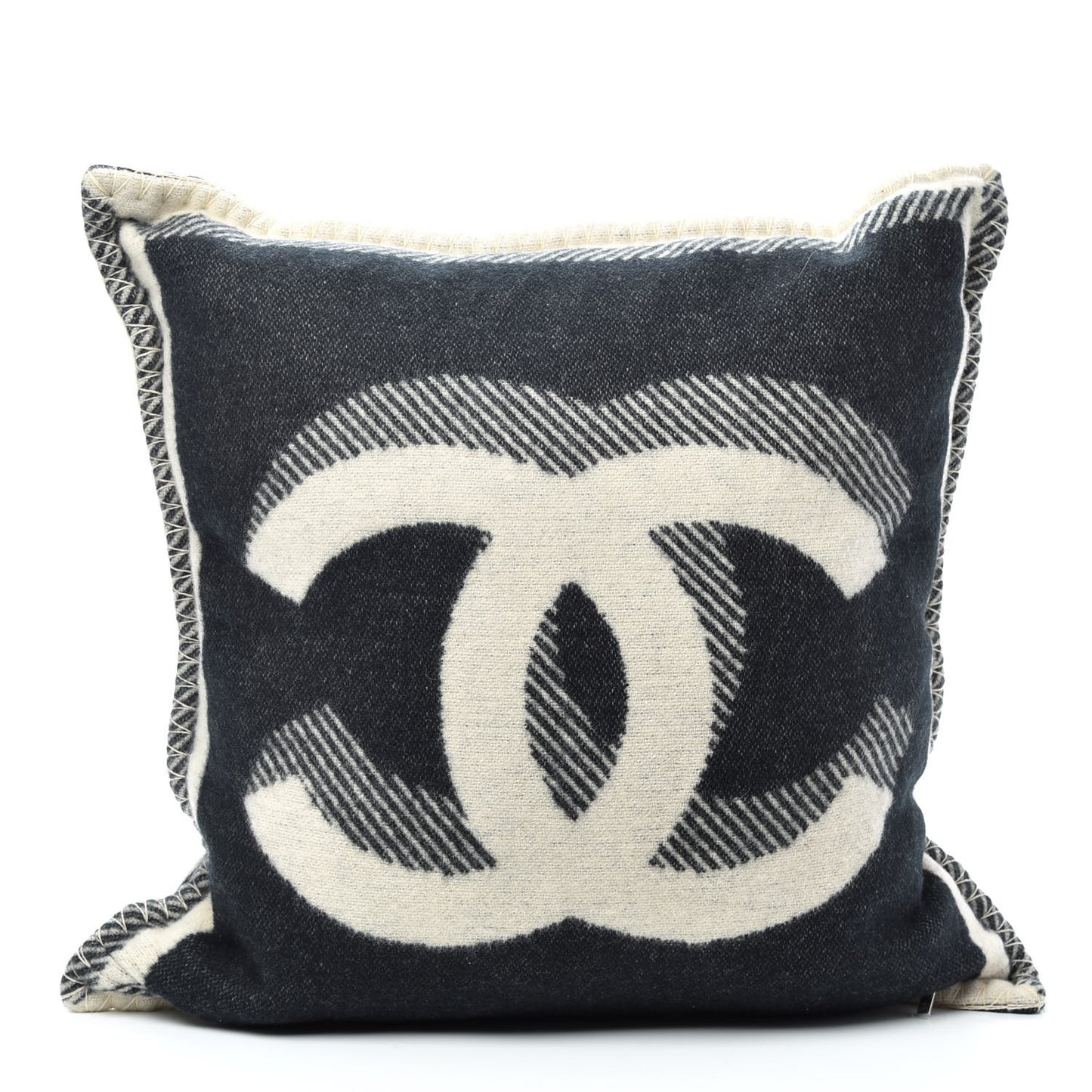 Merino Wool Cashmere CC Pillow Beige Black