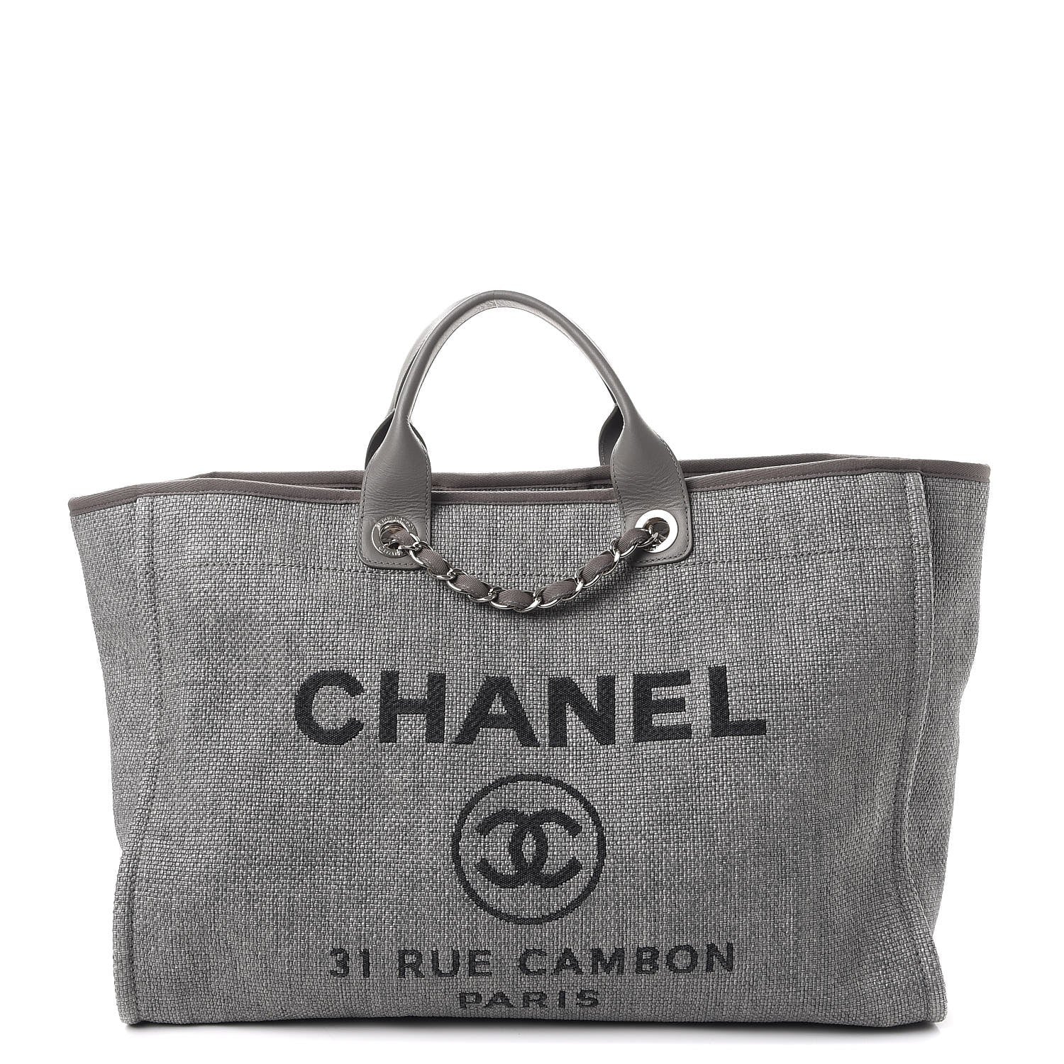 Chanel Canvas Large Deauville Tote Grey 1 of 8