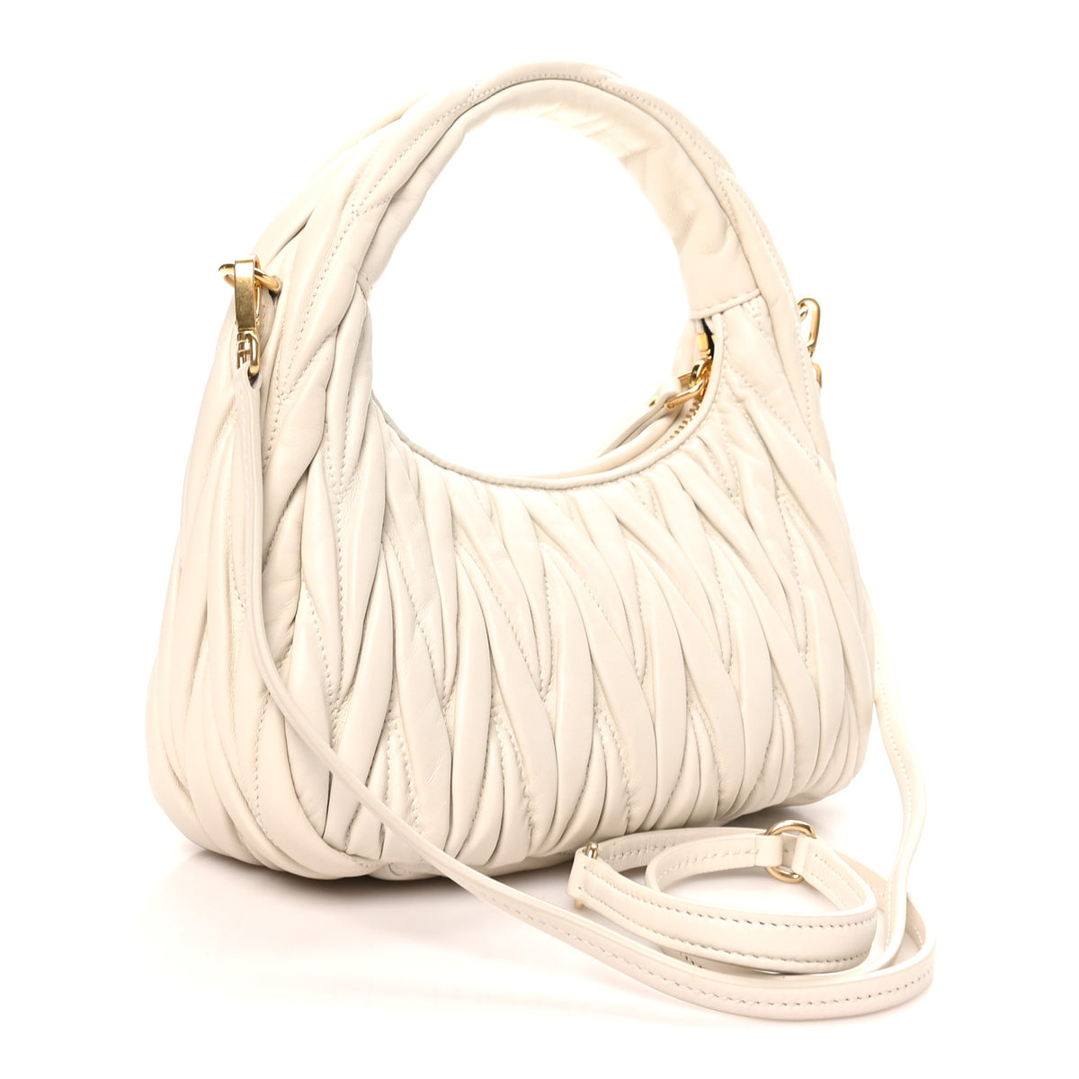 Miu Miu Nappa Matelasse Small Wander Hobo White 3 of 9