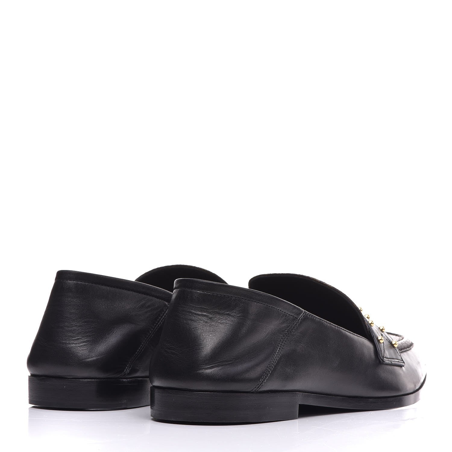 Louis Vuitton Calfskin Monogram Studded Loafers 39 Black 4 of 12