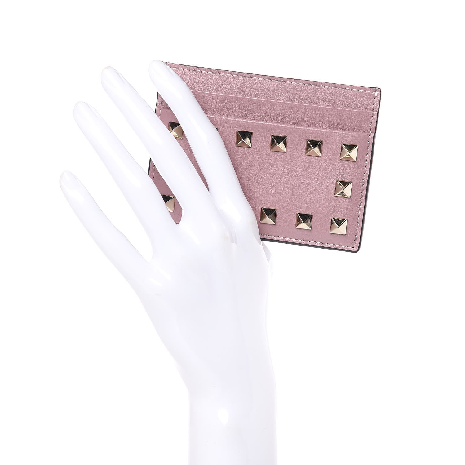 Valentino Garavani Vitello Rockstud Card Holder Poudre 2 of 8