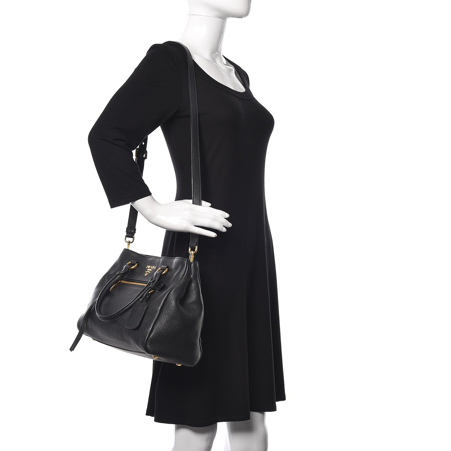 Prada Vitello Phenix Shopping Bag Black 2 of 23