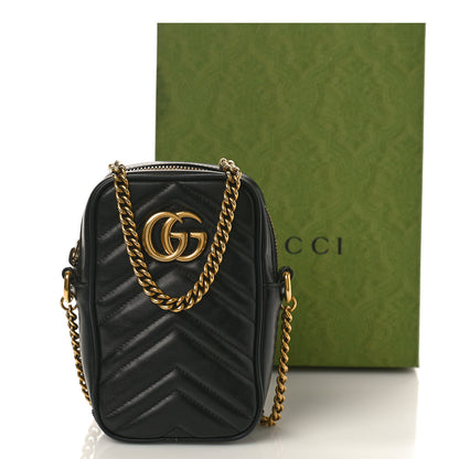 Gucci Calfskin Matelasse Mini GG Marmont Crossbody Bag Black 10 of 10