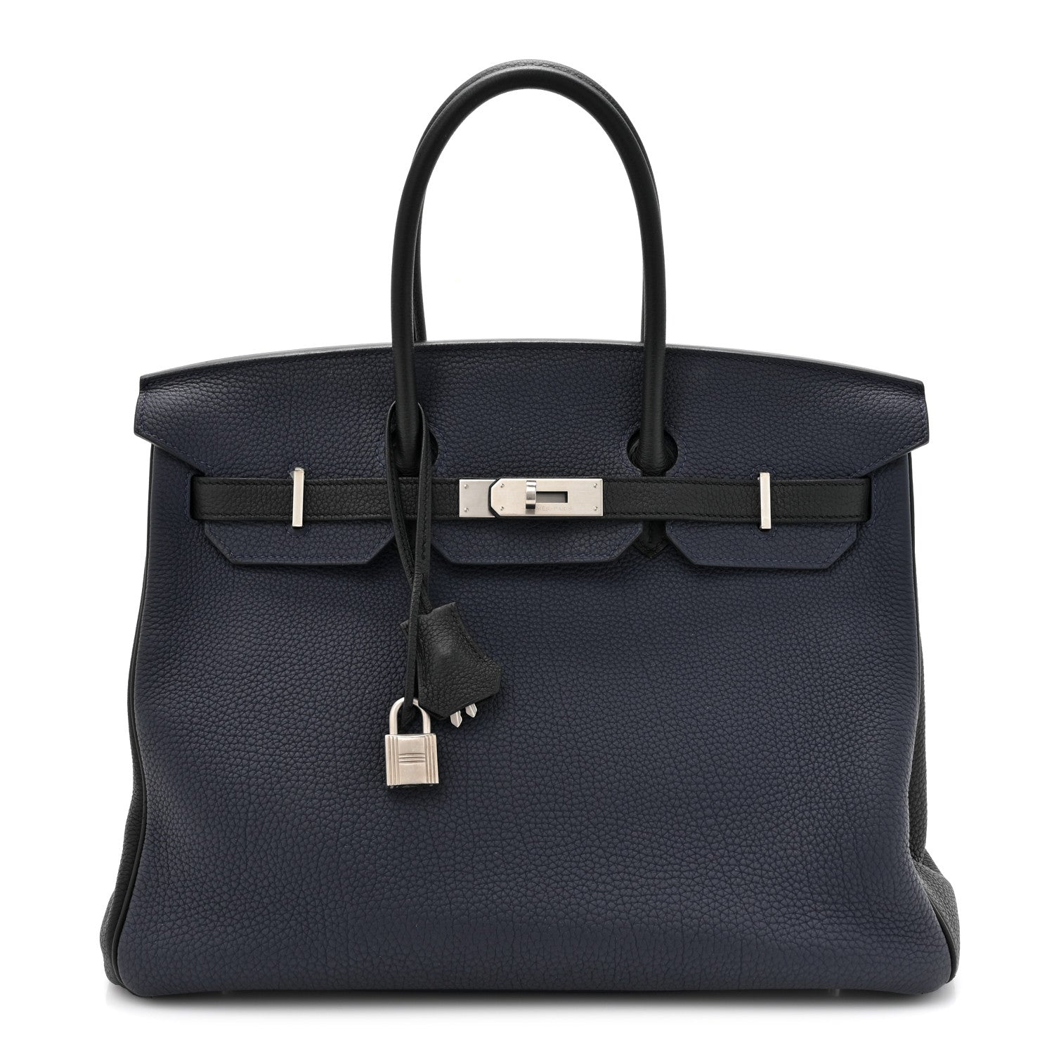 Hermes Togo Bi-Color Horseshoe Birkin 35 Bleu Nuit Black 1 of 12