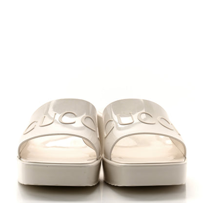 Gucci Rubber Gucci Logo Womens Platform 20/60mm Slide Sandals 42 Mystic White 2 of 9