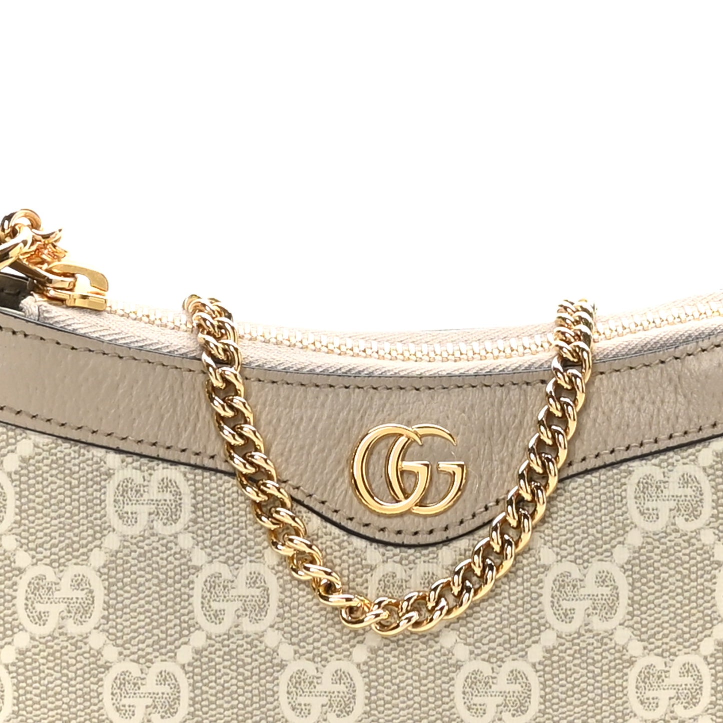 GG Supreme Monogram Textured Dollar Calfskin Web Mini Ophidia GG Handbag Beige Mystic White Oatmeal