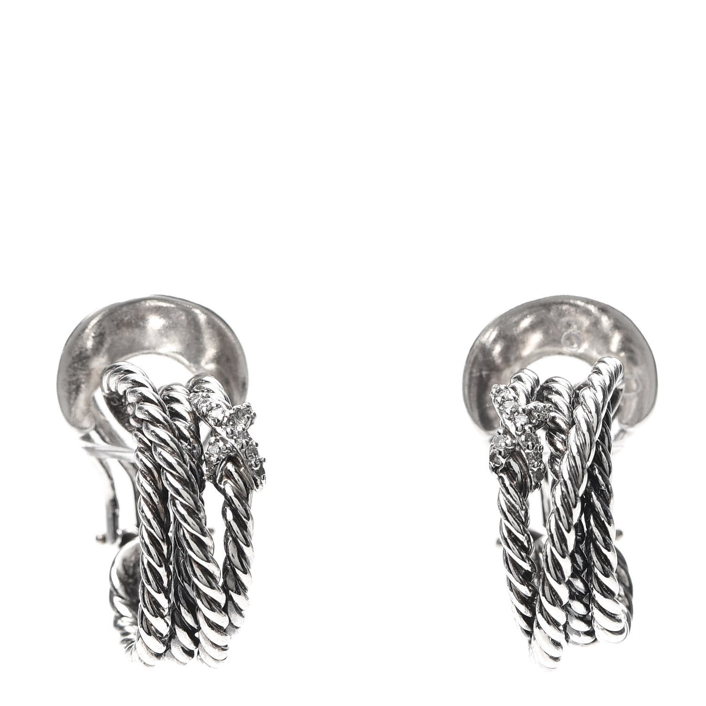 Sterling Silver Diamond Crossover X Earrings