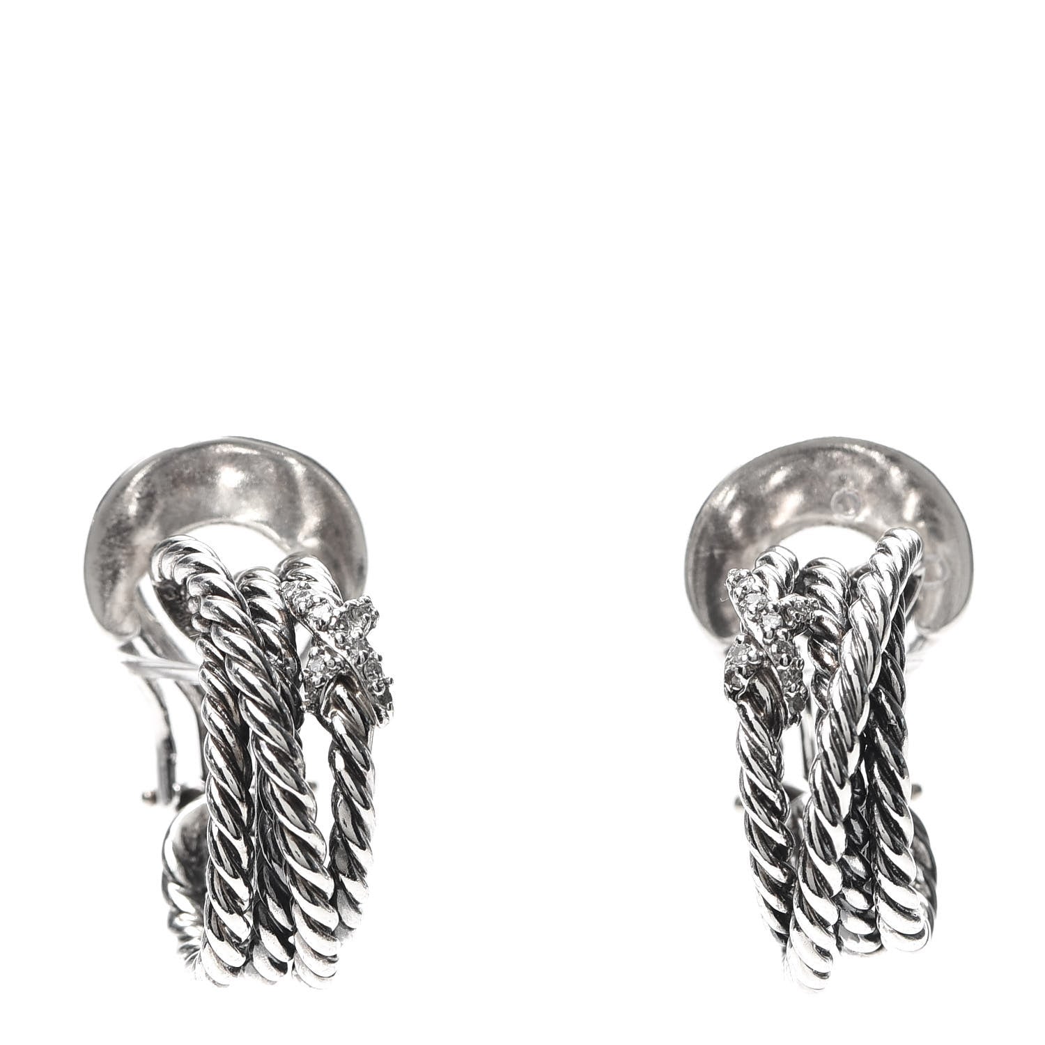 David Yurman Sterling Silver Diamond Crossover X Earrings 1 of 4