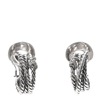 David Yurman Sterling Silver Diamond Crossover X Earrings 1 of 4