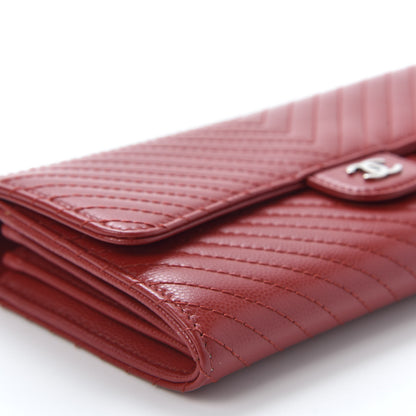 Chanel Caviar Chevron Quilted Large Flap Wallet Dark Red 5 of 11