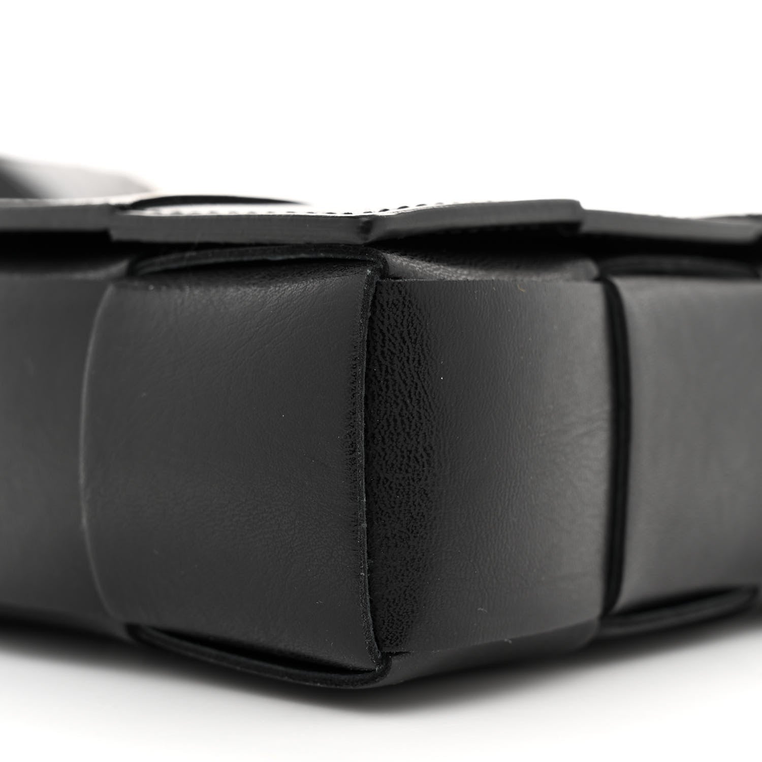 Bottega Veneta Calfskin Maxi Intreccio Cassette With Strap Bag Black 8 of 9