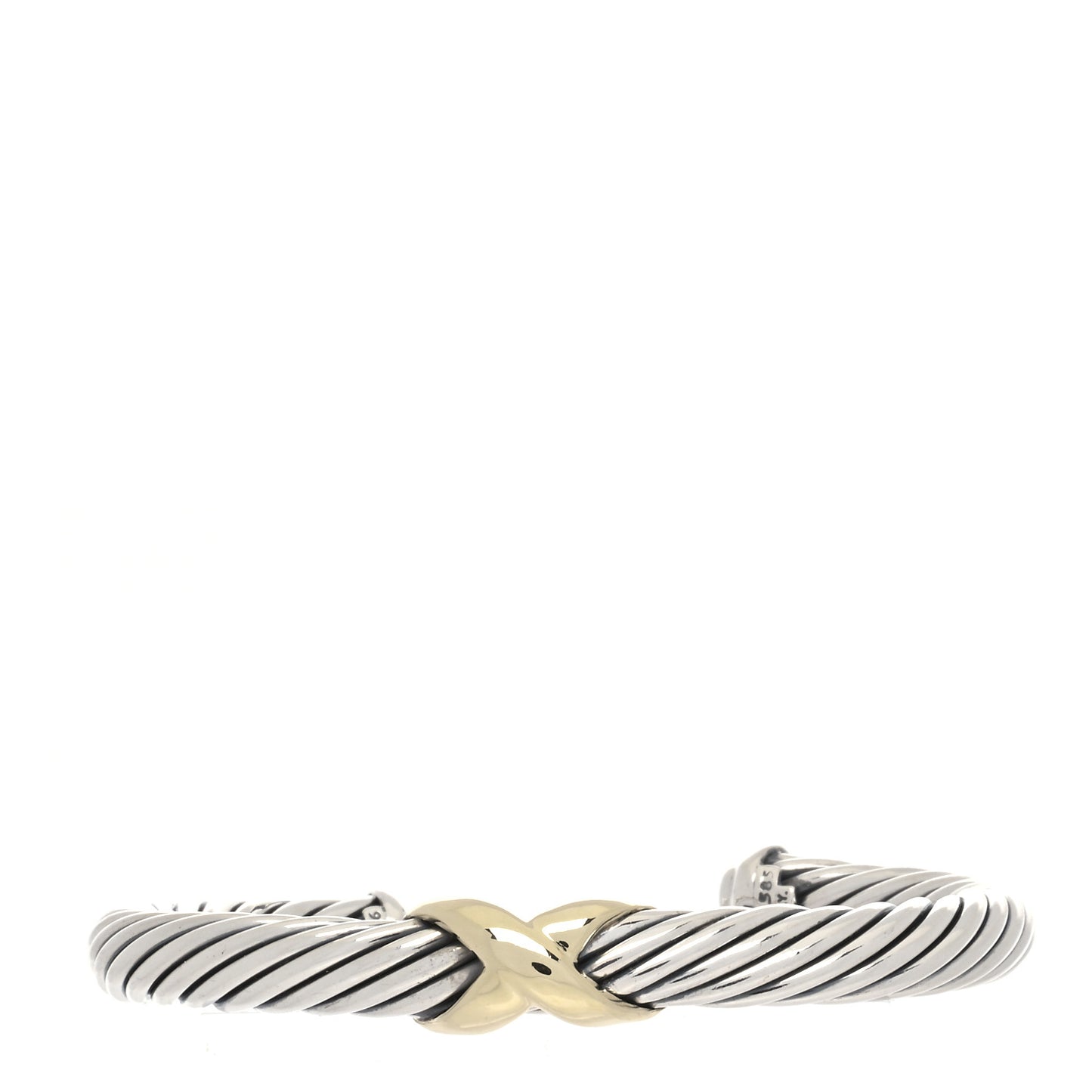 Sterling Silver 14K Yellow Gold 7mm X Station Cable Bracelet
