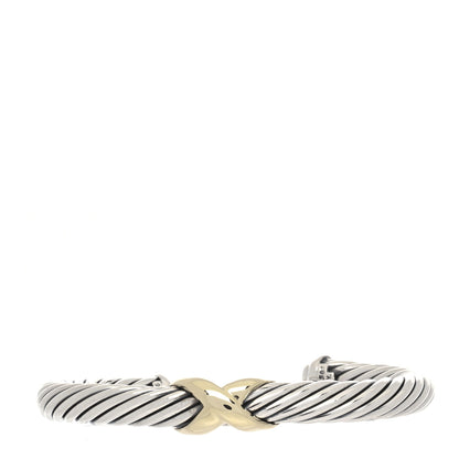 David Yurman Sterling Silver 14K Yellow Gold 7mm X Station Cable Bracelet 1 of 3