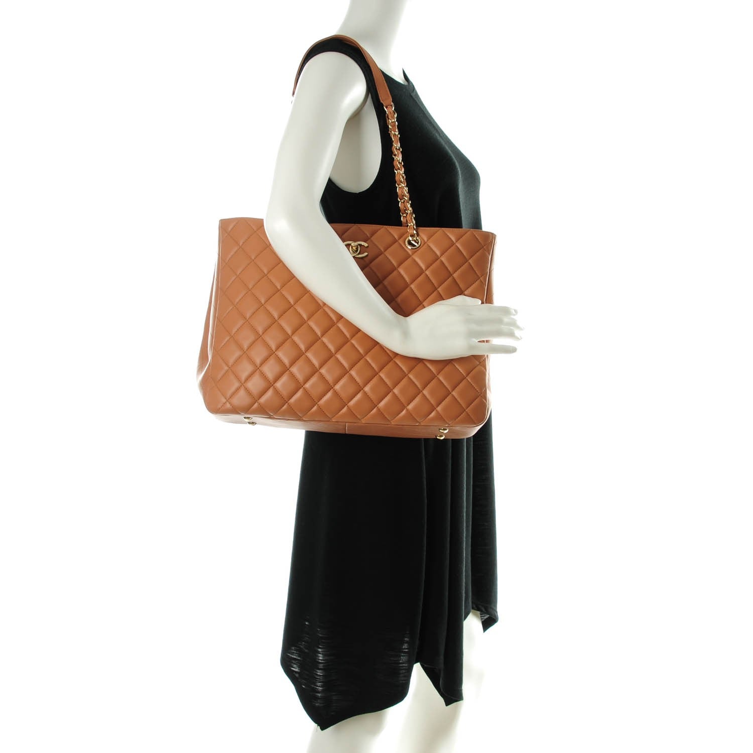 Chanel Calfskin Quilted Timeless Tote Beige 2 of 8