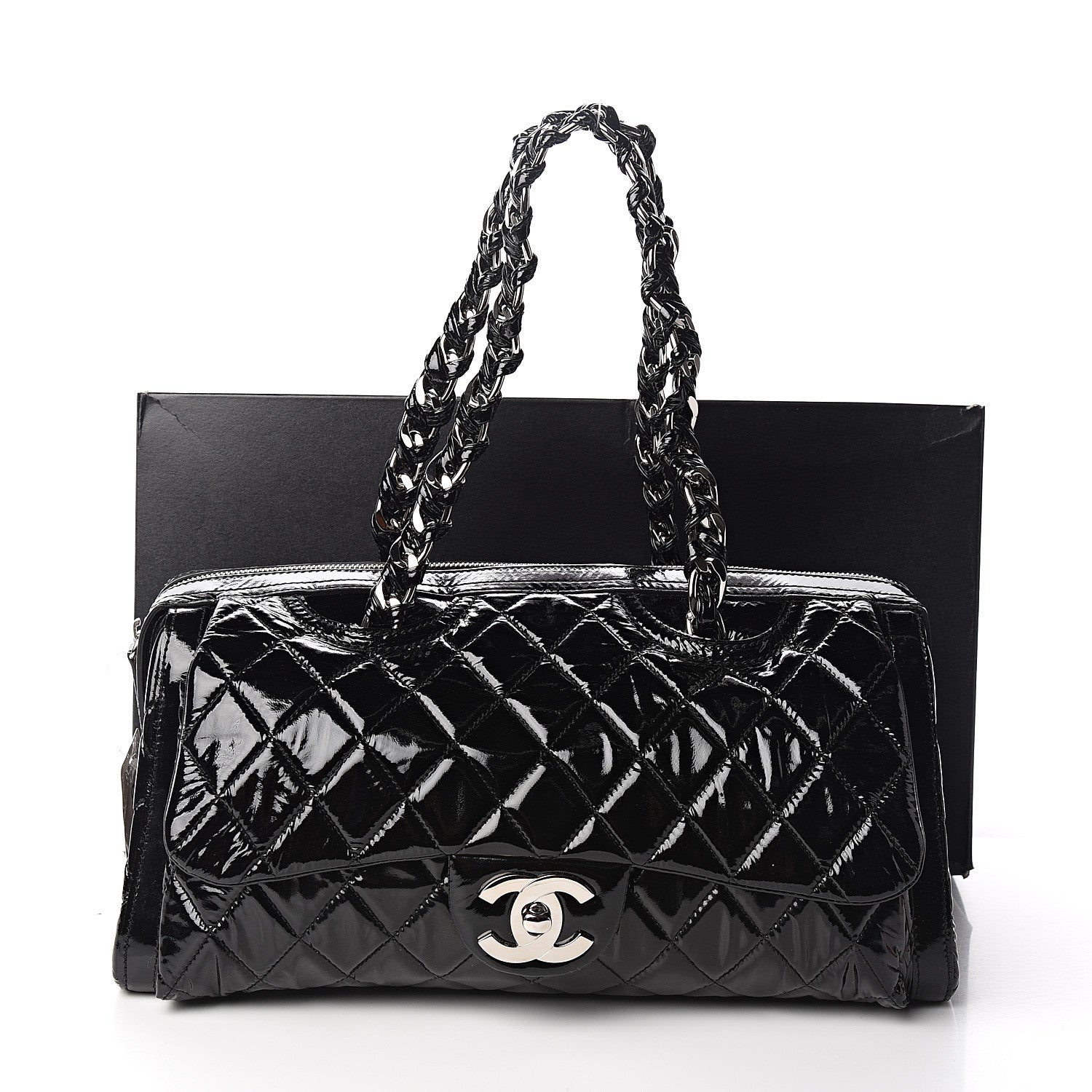 Chanel Patent Quilted Day Glo Flap Bag Black 10 of 10
