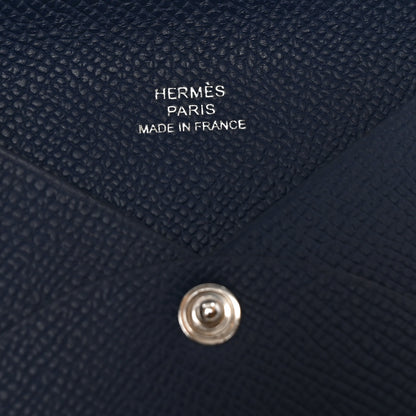 Hermes Epsom Calvi Card Case Bleu Tie 6 of 7