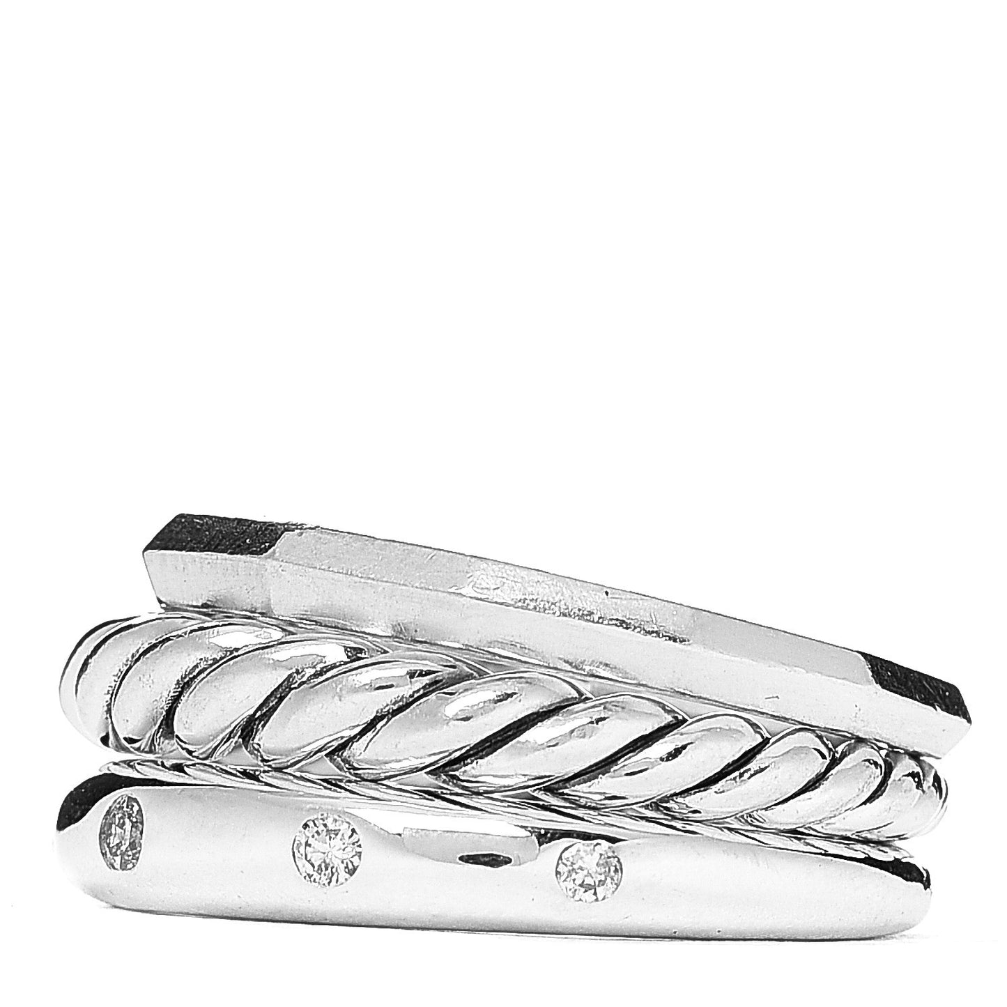 Sterling Silver Diamond 9mm Stax Narrow Ring 49 5