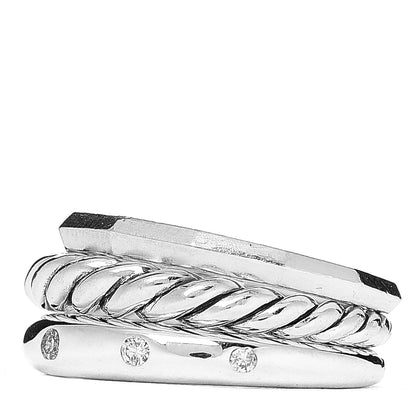 David Yurman Sterling Silver Diamond 9mm Stax Narrow Ring 49 5 2 of 4
