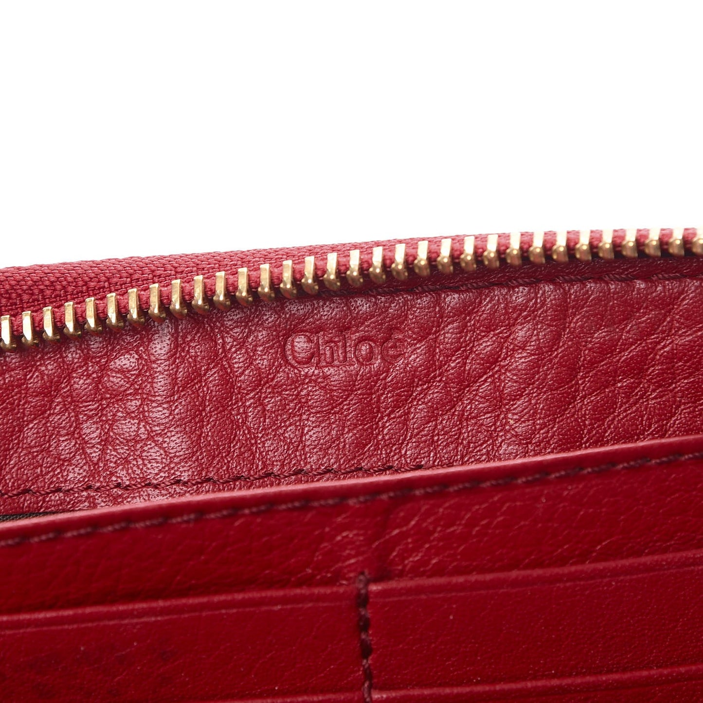Grained Calfskin Marcie Long Zip Around Wallet Red