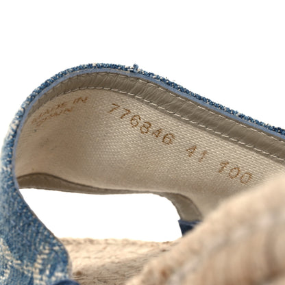 Gucci New Denim GG Monogram Pilar Ankle Wrap Espadrille Wedge Sandals 41 Light Blue 10 of 10