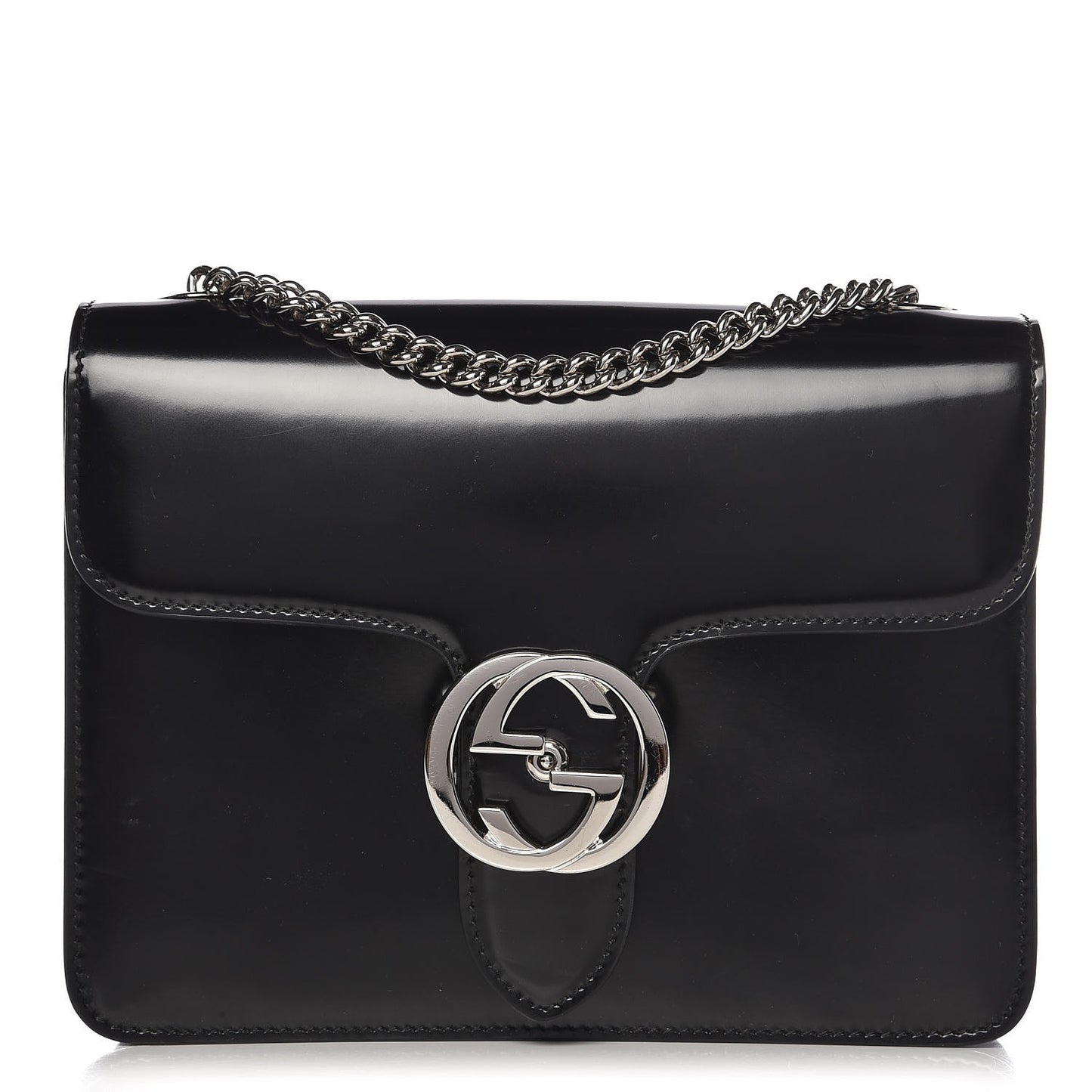 Shade Lux Calfskin Small Interlocking G Shoulder Bag Black
