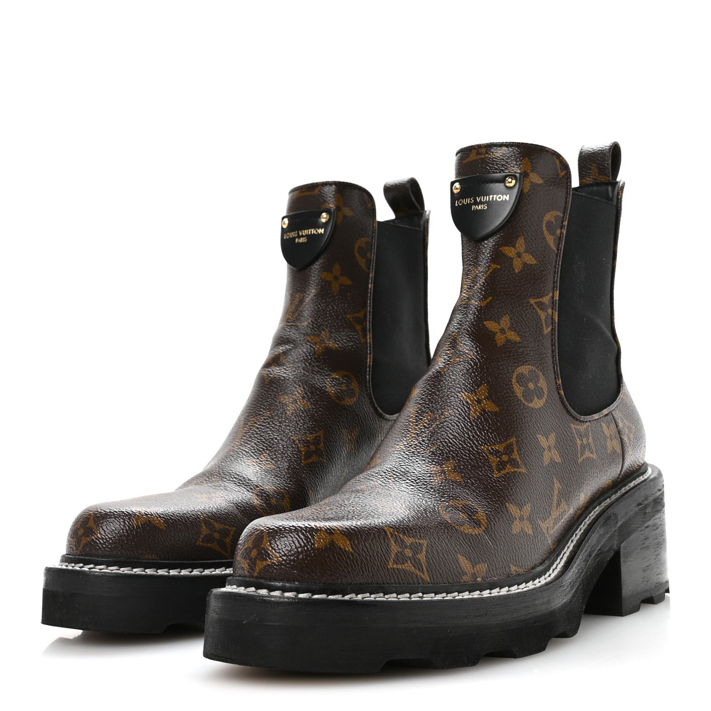 Patent Monogram LV Beaubourg Ankle Boots 41 Black
