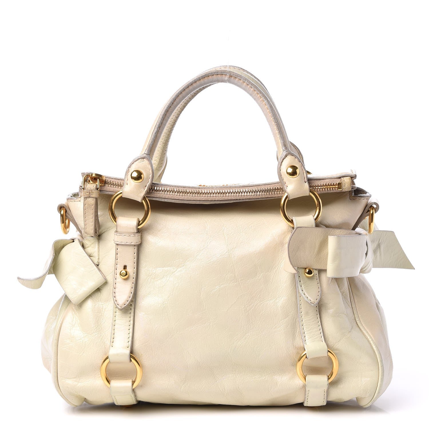 Miu Miu Vitello Lux Bow Bag Satchel Talco 1 of 12