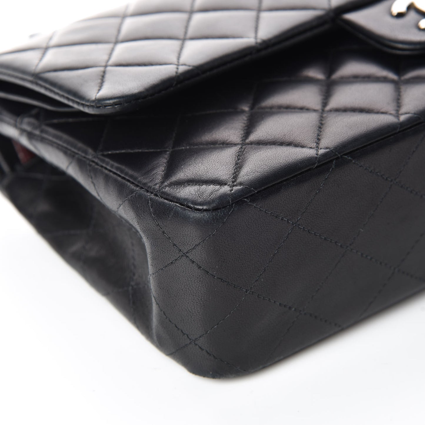 Lambskin Quilted Medium Double Flap Black